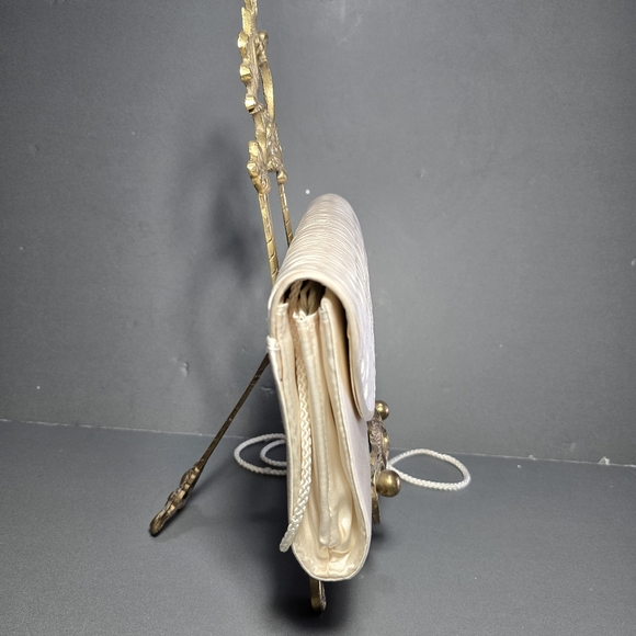 Vintage 1980's Partners Ivory Satin Clutch Purse 48557, 10" X 6 " - Picture 2 of 14